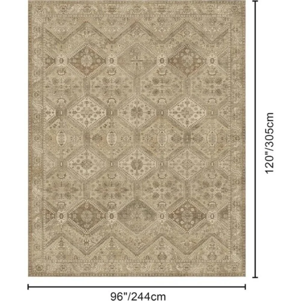 8x10 Nut Brown Area Rug, Washable, Non-Slip Vintage Chenille Distressed Carpet